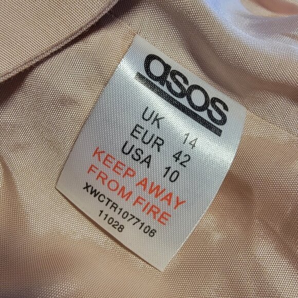 ASOS Design Blazer Baby Pink Open Assymetric Beaded Shoulders Us Sz 10 UK 14 - Picture 8 of 12